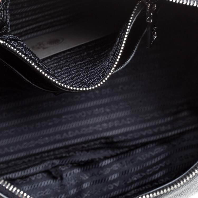 Pre Owned Prada Black Vitello Daino Leather Phenix Hobo