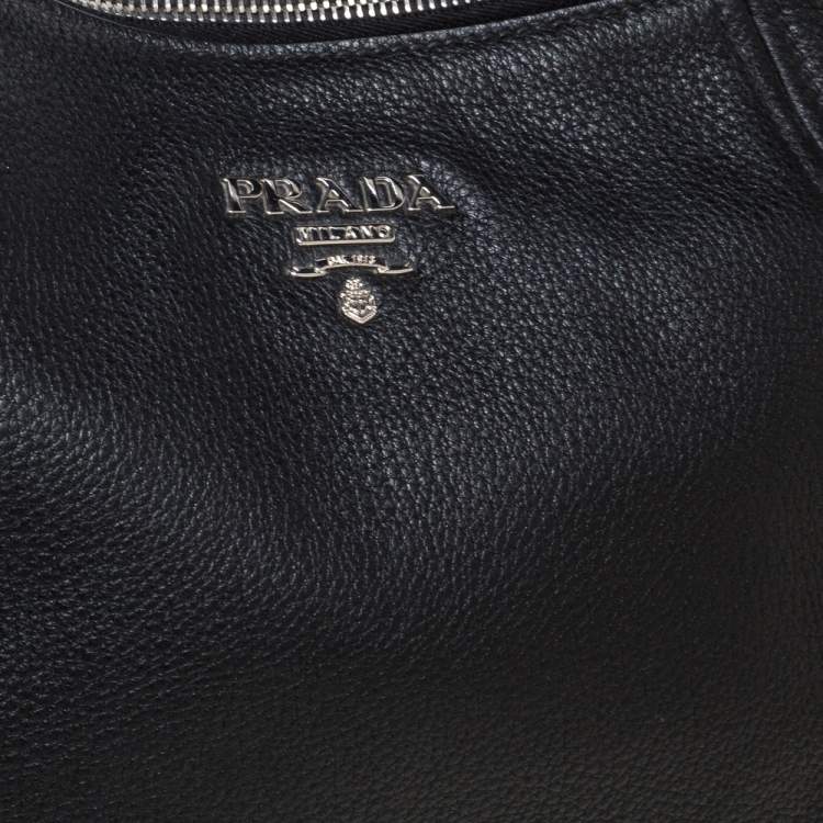 Pre Owned Prada Black Vitello Daino Leather Phenix Hobo