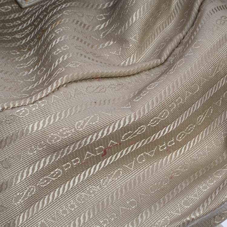 Pre Owned Prada White Ombre Deerskin Leather, Croco and Lizard Trim Patchwork Cervo Bowler Bag