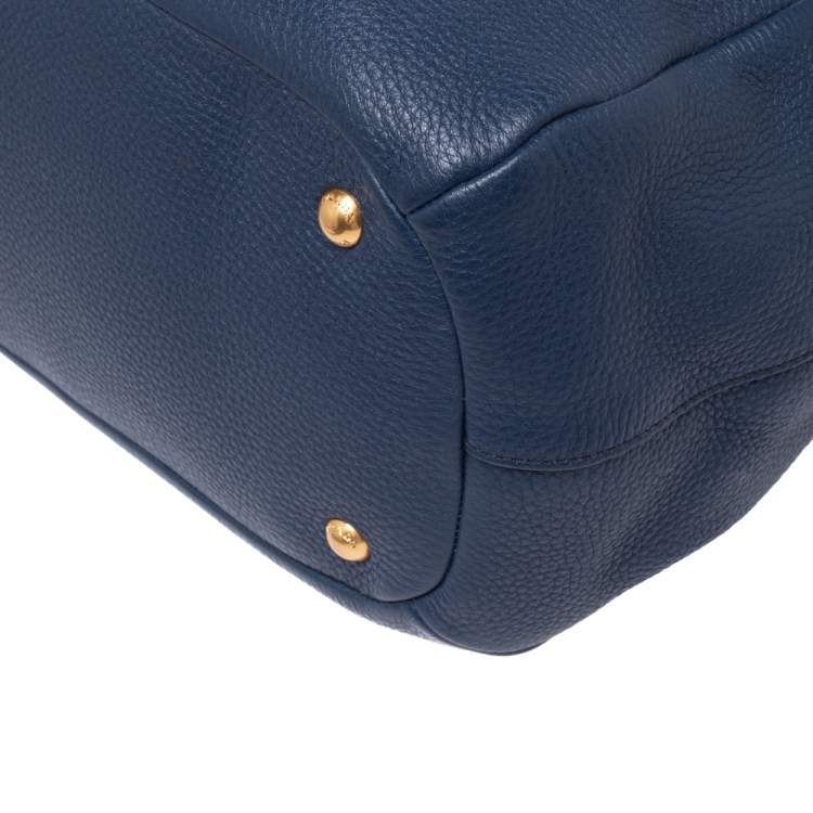 Pre Owned Prada Blue Vitello Daino Leather Sacca 2 Manici Hobo