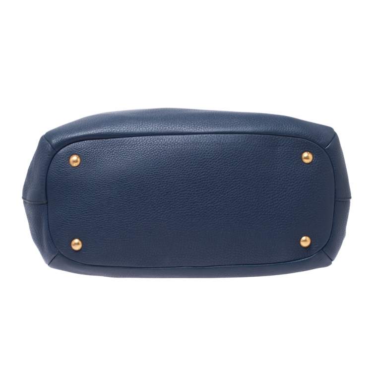 Pre Owned Prada Blue Vitello Daino Leather Sacca 2 Manici Hobo