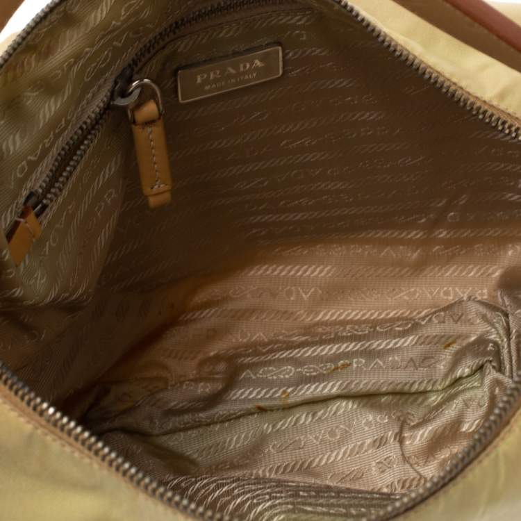 Pre Owned Prada Beige Tessuto Nylon Stencil Hobo 