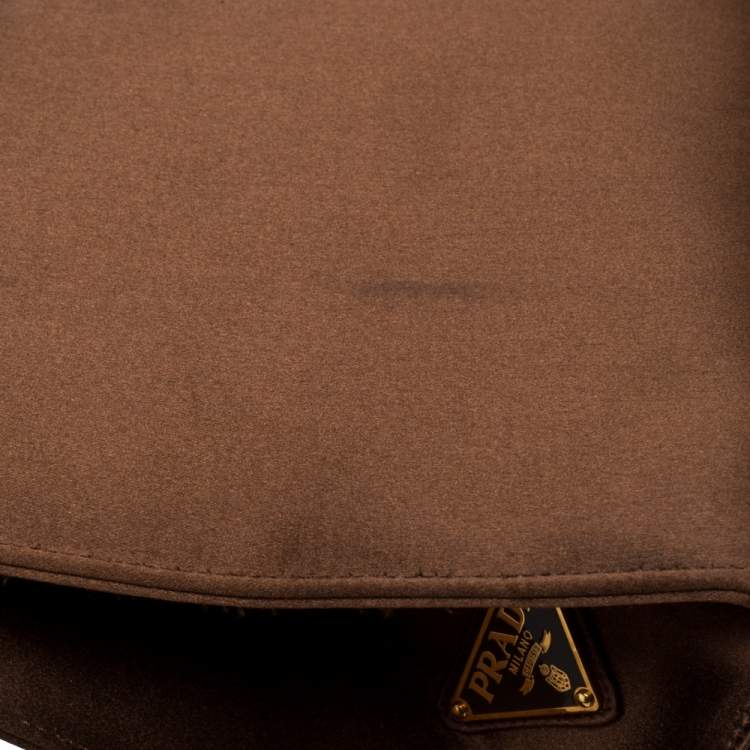 Pre Owned Prada Metallic Brown Satin Top Handle Bag