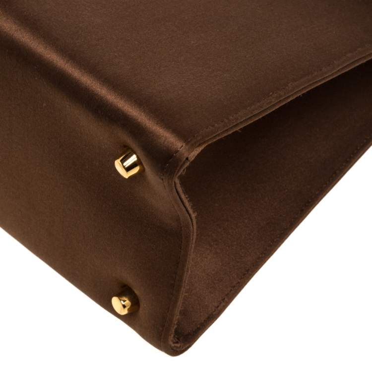 Pre Owned Prada Metallic Brown Satin Top Handle Bag