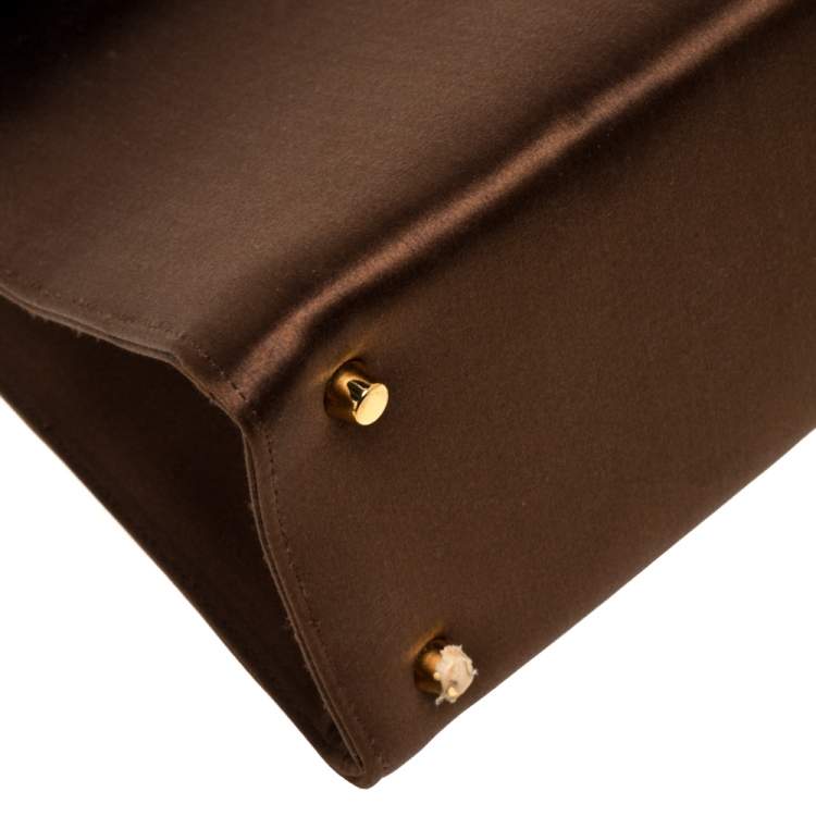 Pre Owned Prada Metallic Brown Satin Top Handle Bag