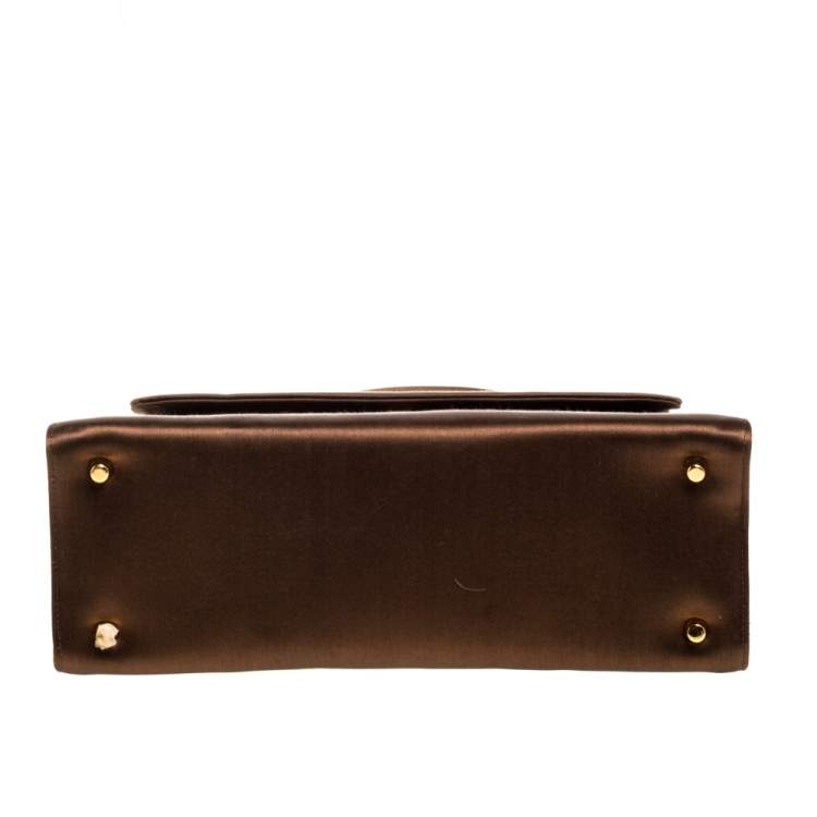 Pre Owned Prada Metallic Brown Satin Top Handle Bag