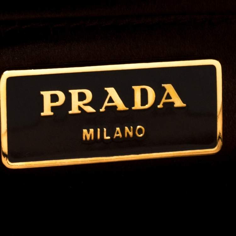 Pre Owned Prada Metallic Brown Satin Top Handle Bag