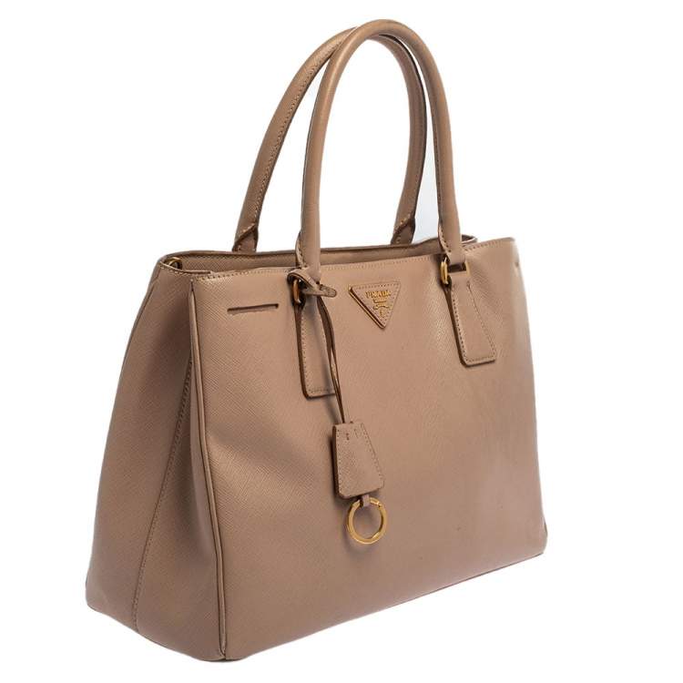 Pre Owned Prada Pink Saffiano Lux Leather Medium Galleria Tote