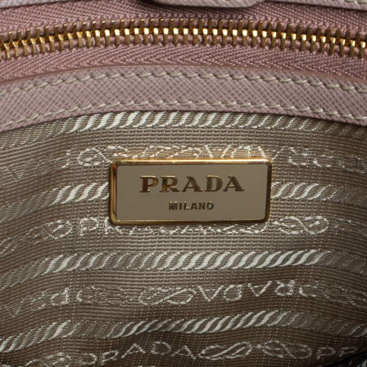 Pre Owned Prada Pink Saffiano Lux Leather Medium Galleria Tote