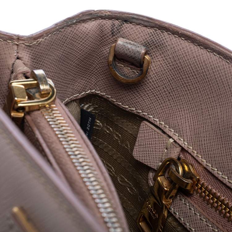 Pre Owned Prada Pink Saffiano Lux Leather Medium Galleria Tote