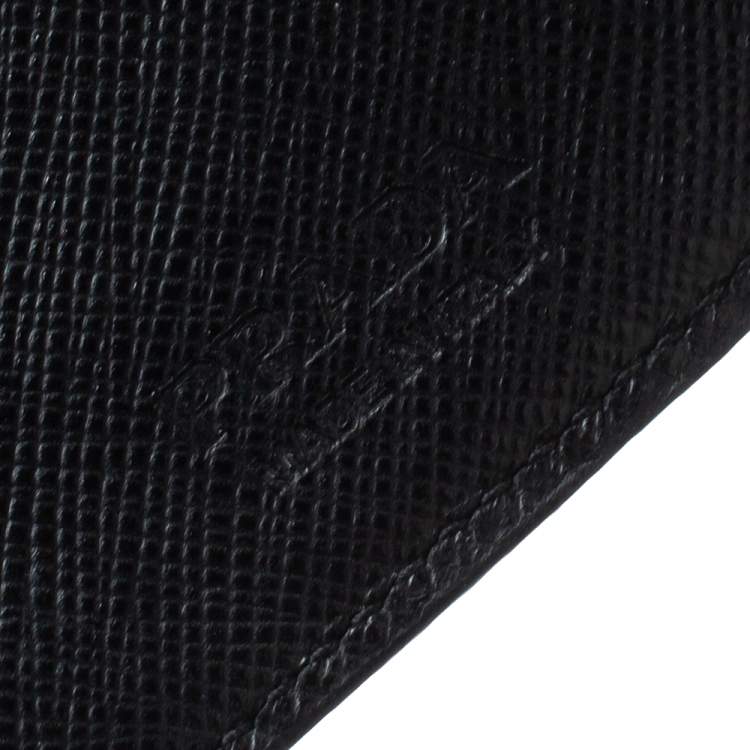 Pre Owned Prada Black Saffiano Leather and Crocodile Bifold Wallet