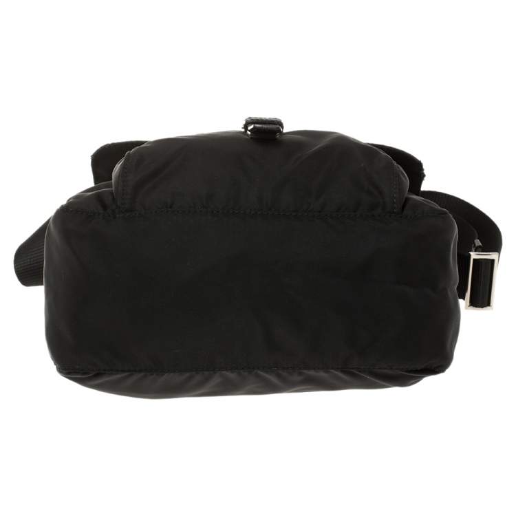 Pre Owned Prada Black Nylon Pocket Flap Messenger Bag