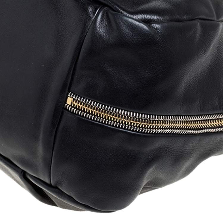 Pre Owned Prada Black Vitello Leather Sacca 2 Manici Hobo