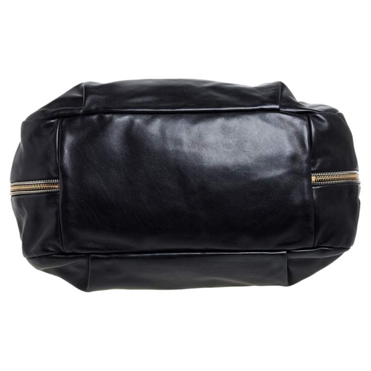 Pre Owned Prada Black Vitello Leather Sacca 2 Manici Hobo