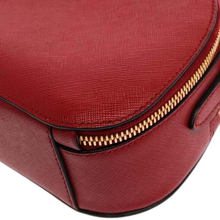 Pre Owned Prada Red Saffiano Lux Leather Odette Top Handle Bag