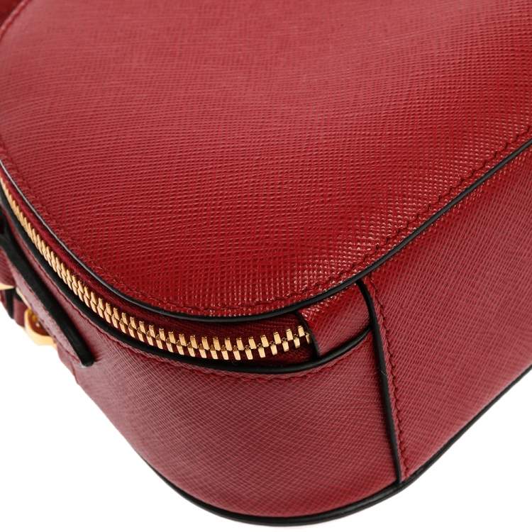 Pre Owned Prada Red Saffiano Lux Leather Odette Top Handle Bag