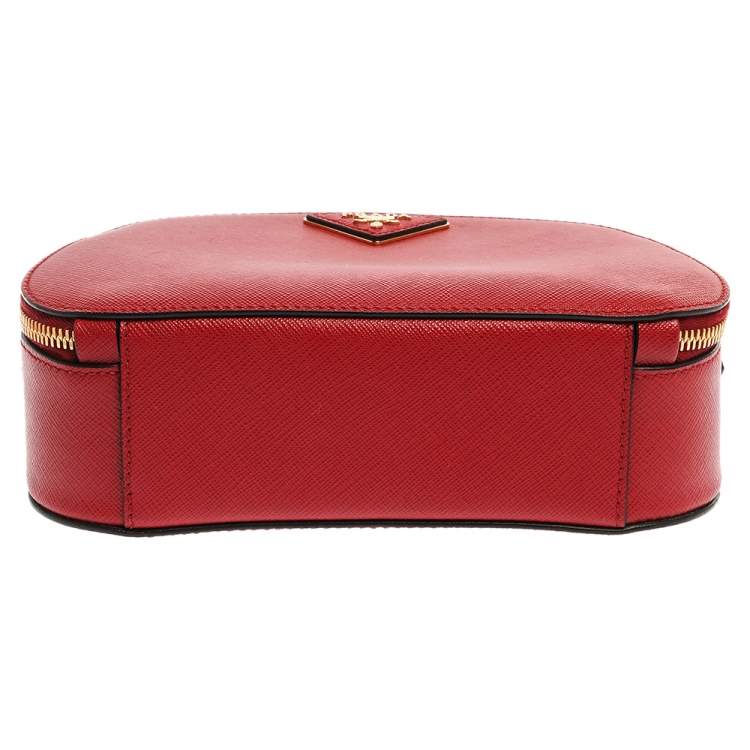Pre Owned Prada Red Saffiano Lux Leather Odette Top Handle Bag