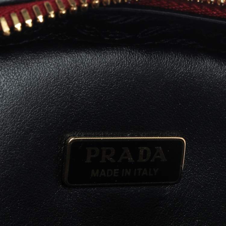 Pre Owned Prada Red Saffiano Lux Leather Odette Top Handle Bag