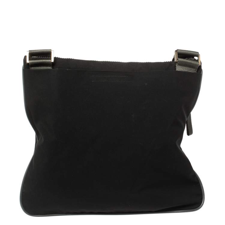 Pre Owned Prada Sport Black Nylon Front Zip Pocket Messengers Bag