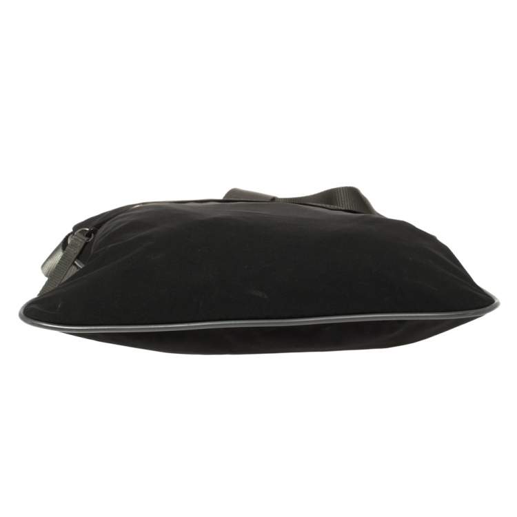 Pre Owned Prada Sport Black Nylon Front Zip Pocket Messengers Bag