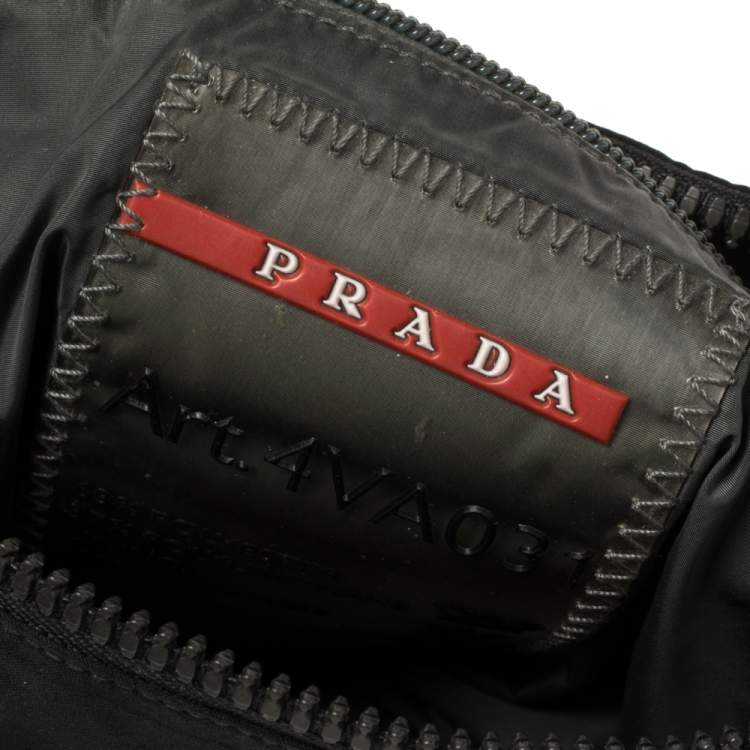 Pre Owned Prada Sport Black Nylon Front Zip Pocket Messengers Bag