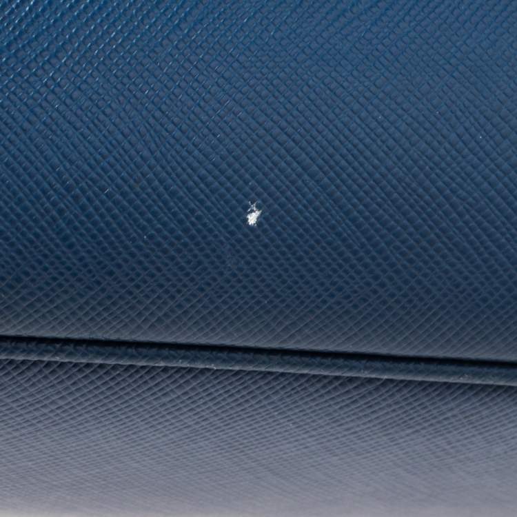 Pre Owned Prada Navy Blue Saffiano Lux Leather Open Galleria Tote
