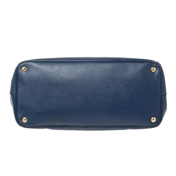 Pre Owned Prada Navy Blue Saffiano Lux Leather Open Galleria Tote