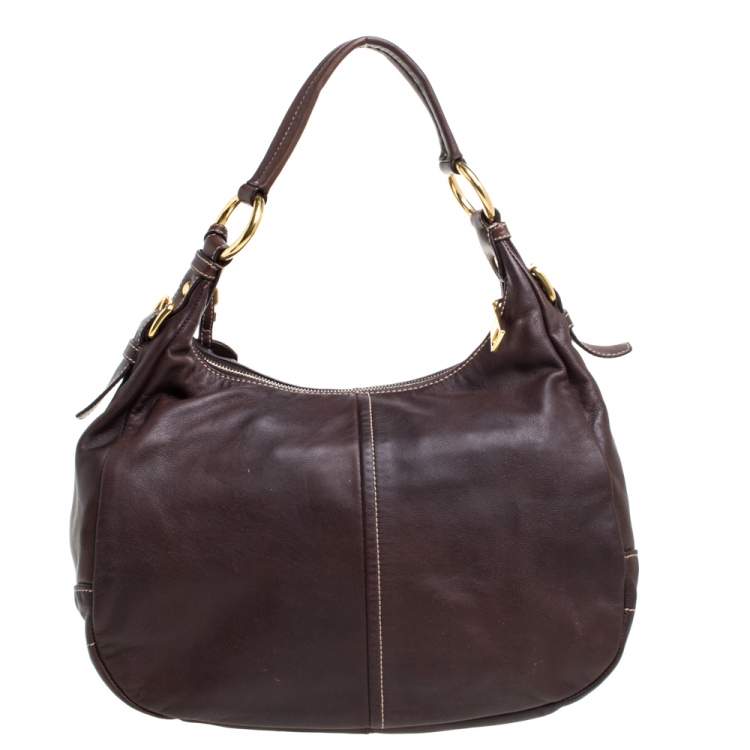 مملوكة مسبقًا Prada Choco Brown Vitello Soft Leather Hobo