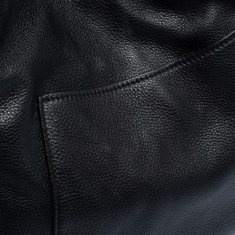 Pre Owned Prada Black Vitello Daino Leather Hobo