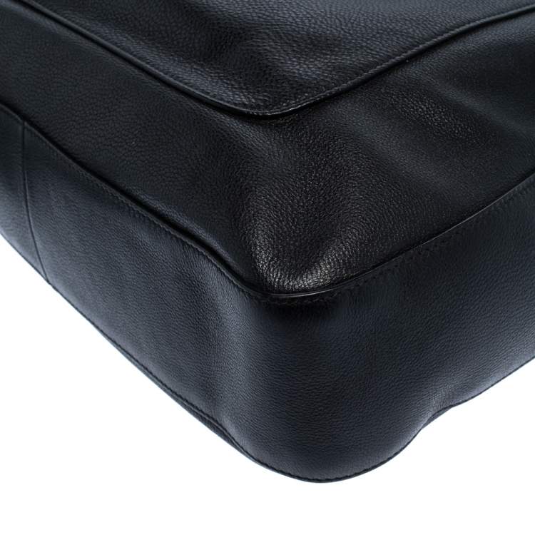 Pre Owned Prada Black Vitello Daino Leather Hobo