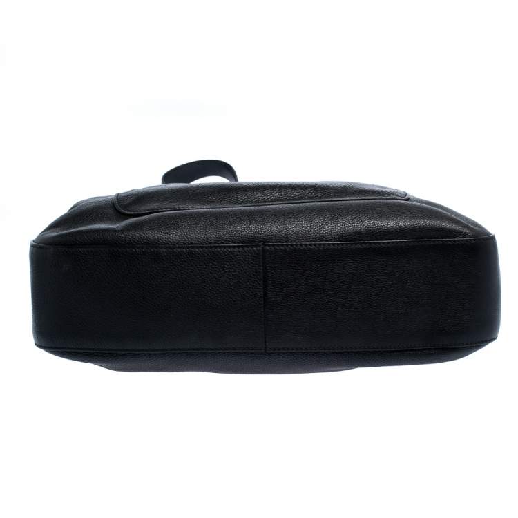 Pre Owned Prada Black Vitello Daino Leather Hobo