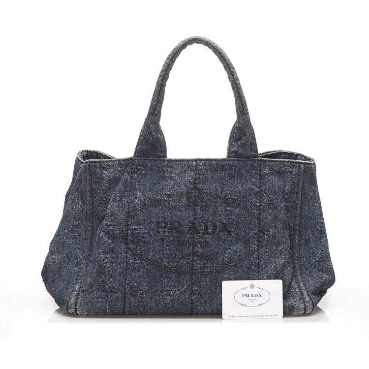 prada canapa denim bag