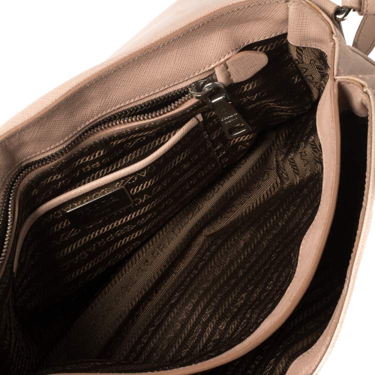 Pre Owned Prada Pink Saffiano Lux Leather Flap Top Handle Bag