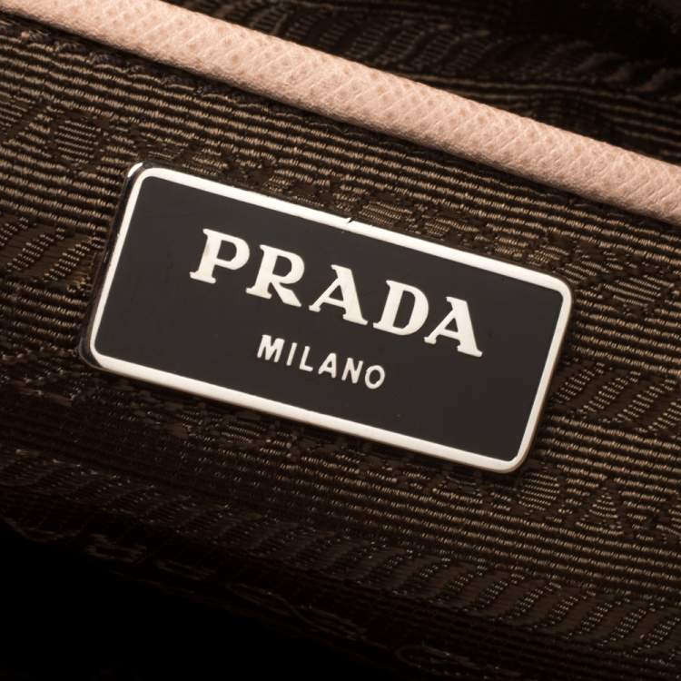 Pre Owned Prada Pink Saffiano Lux Leather Flap Top Handle Bag