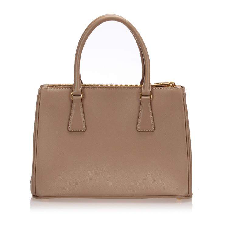Pre Owned Prada Beige/Brown Leather Galleria Satchel Bag