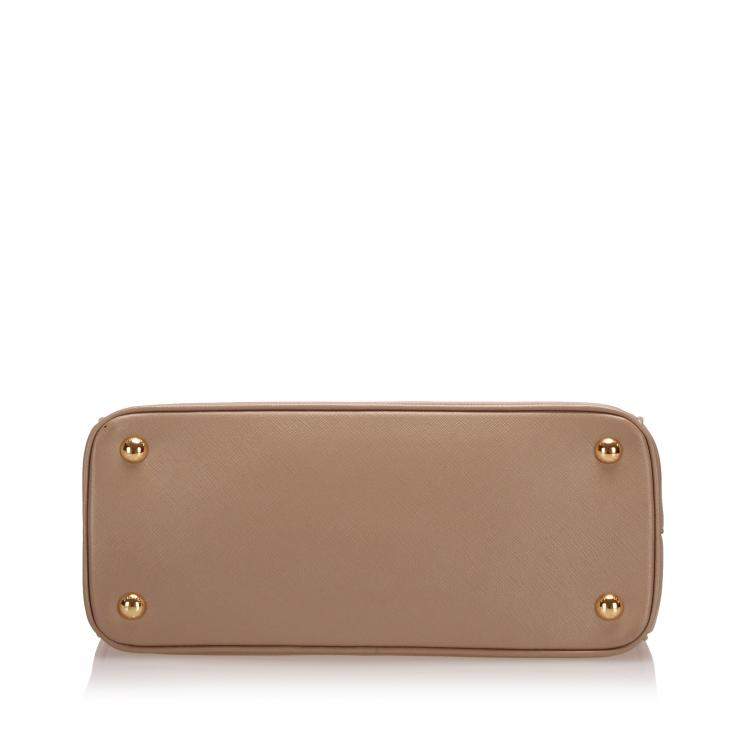 Pre Owned Prada Beige/Brown Leather Galleria Satchel Bag