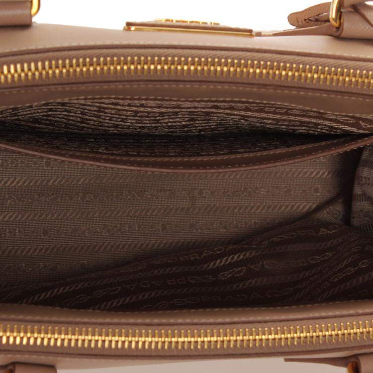 Pre Owned Prada Beige/Brown Leather Galleria Satchel Bag