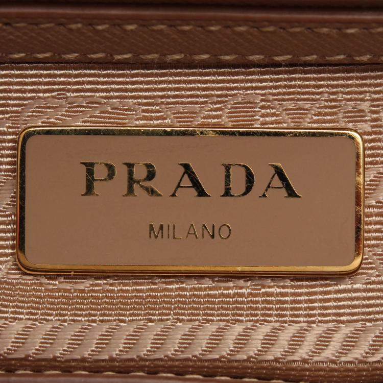 Pre Owned Prada Beige/Brown Leather Galleria Satchel Bag