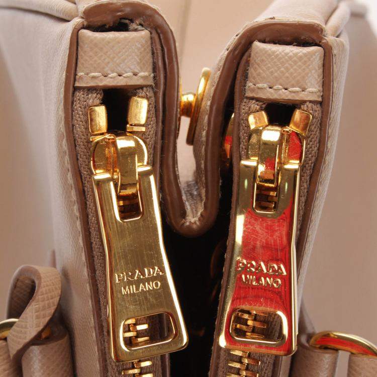 Pre Owned Prada Beige/Brown Leather Galleria Satchel Bag