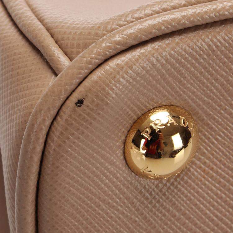 Pre Owned Prada Beige/Brown Leather Galleria Satchel Bag