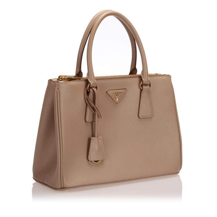 Pre Owned Prada Beige/Brown Leather Galleria Satchel Bag