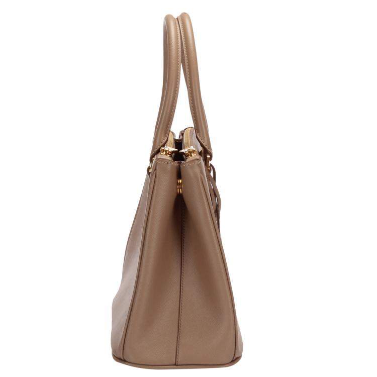 Pre Owned Prada Beige/Brown Leather Galleria Satchel Bag