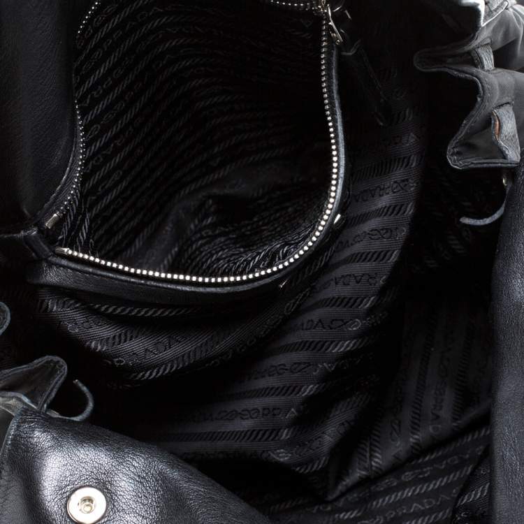 Pre Owned Prada Black Nylon and Leather Satchel
