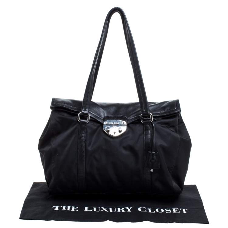 Pre Owned Prada Black Nylon and Leather Satchel