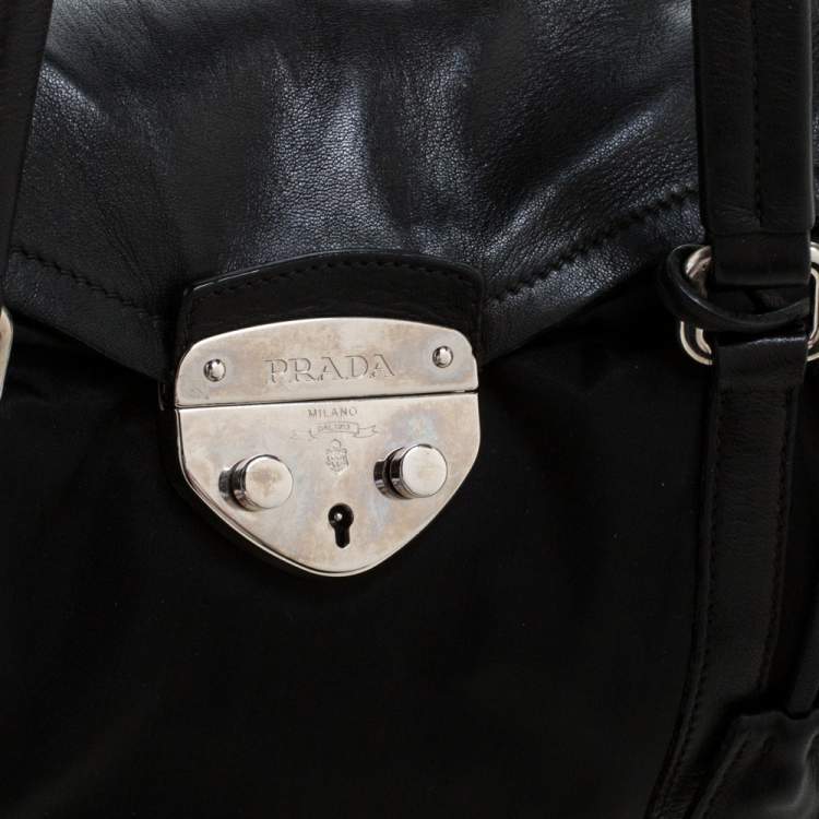 Pre Owned Prada Black Nylon and Leather Satchel