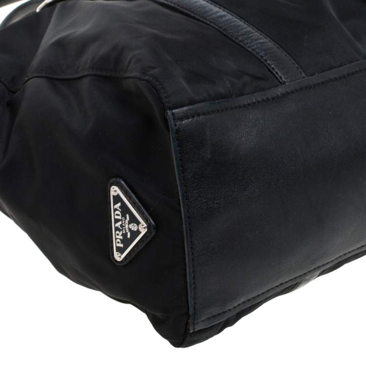 Pre Owned Prada Black Nylon and Leather Satchel