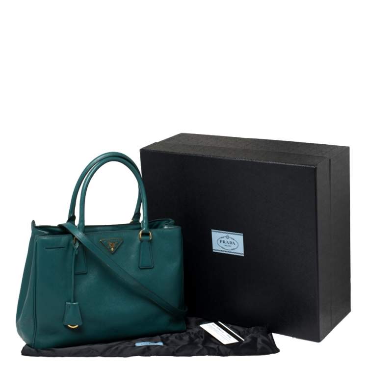 Pre Owned Prada  Teal Blue Saffiano Lux Leather Medium Galleria Tote