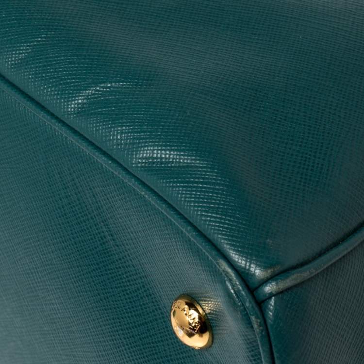 Pre Owned Prada  Teal Blue Saffiano Lux Leather Medium Galleria Tote