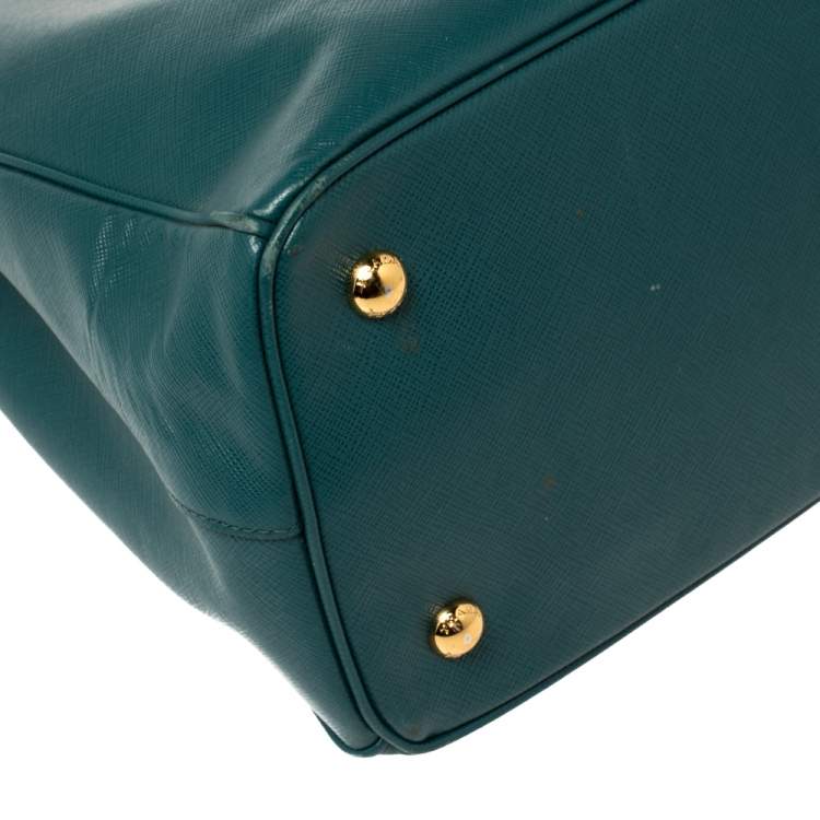 Pre Owned Prada  Teal Blue Saffiano Lux Leather Medium Galleria Tote