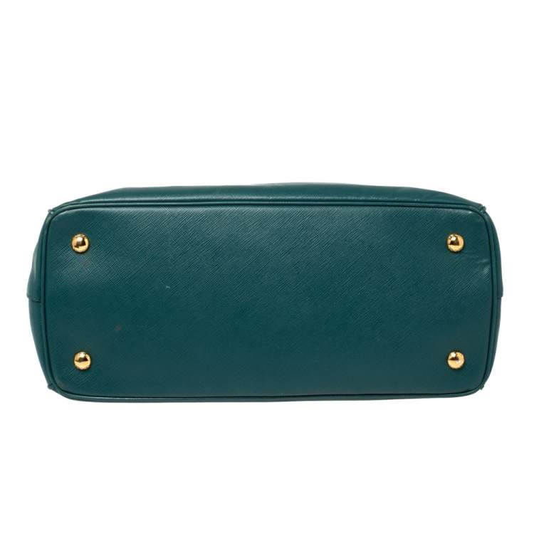 Pre Owned Prada  Teal Blue Saffiano Lux Leather Medium Galleria Tote